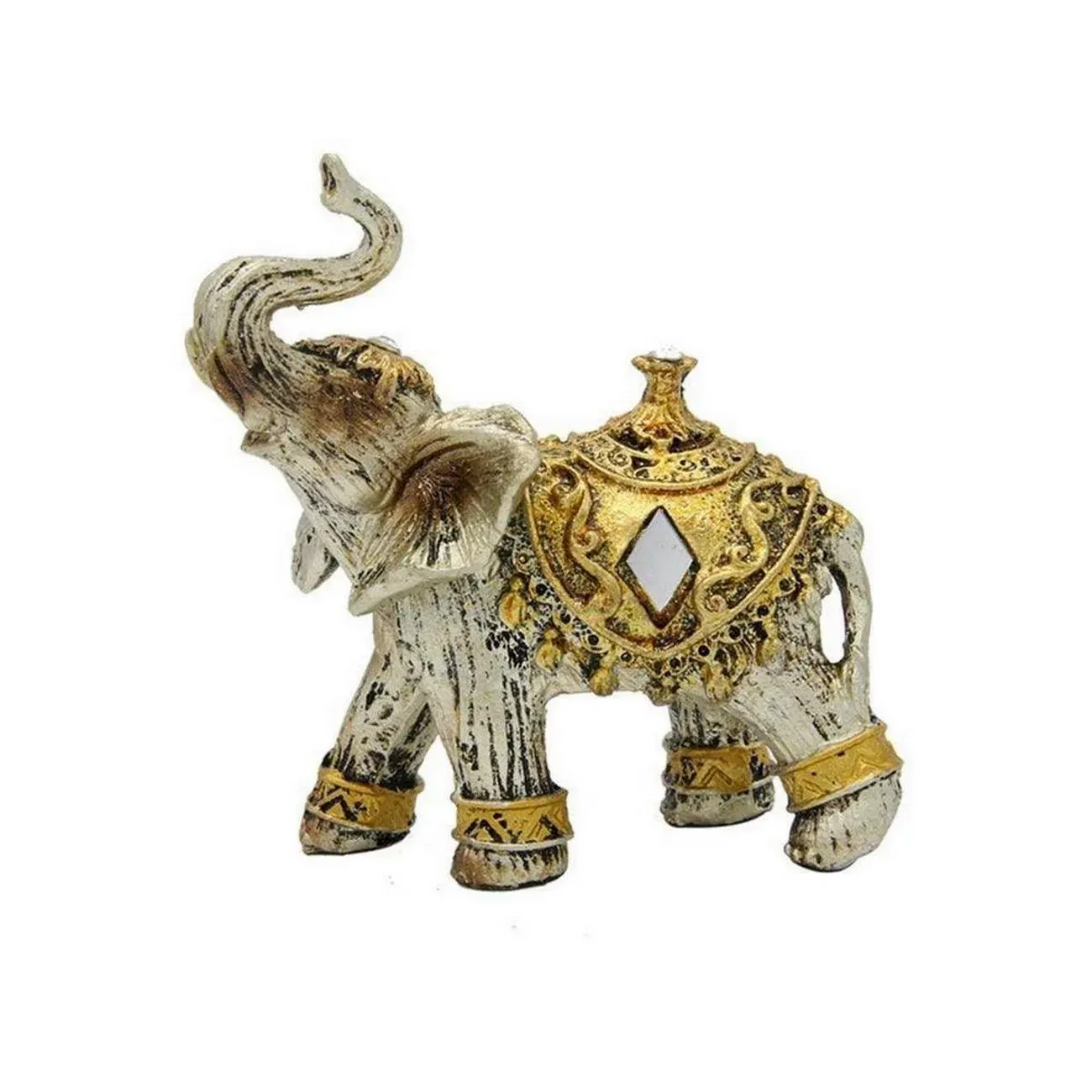 Elefante Plateado Vintage Duo Dorado Decoración 