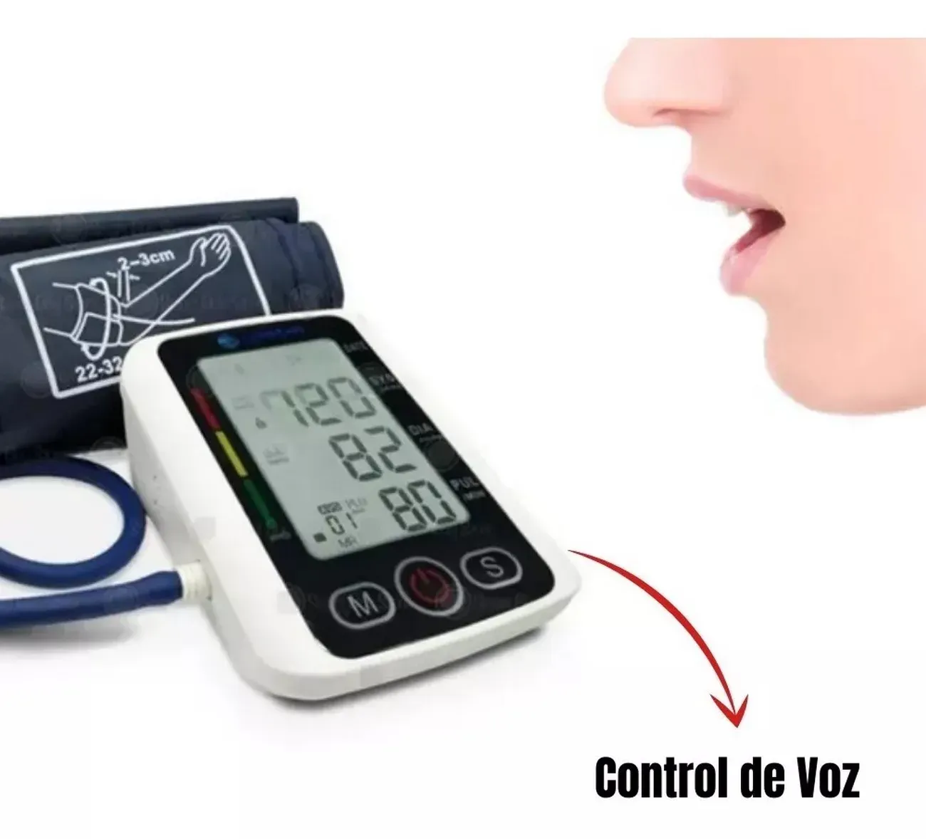 Tensiometro Brazo Arterial Digital Mando Voz + Estuche