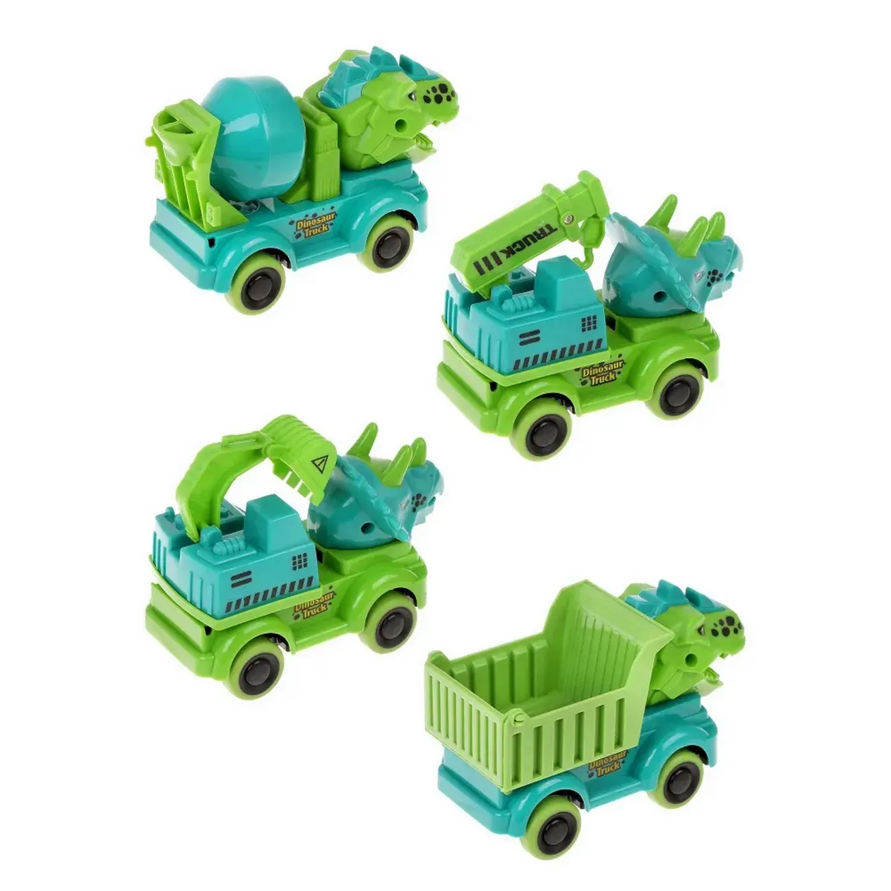 Camion Construccion Dinosaurio De Impulso X 4 Unidades Niños