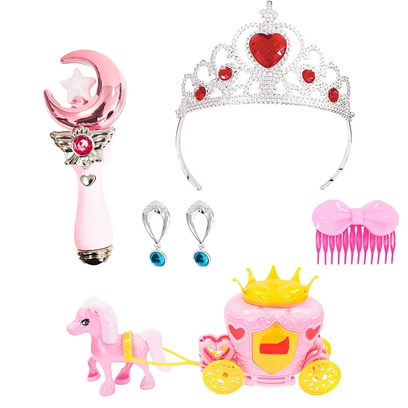 Set Varita Princesa Reina Corona Cetro + Accesorios Juguete 