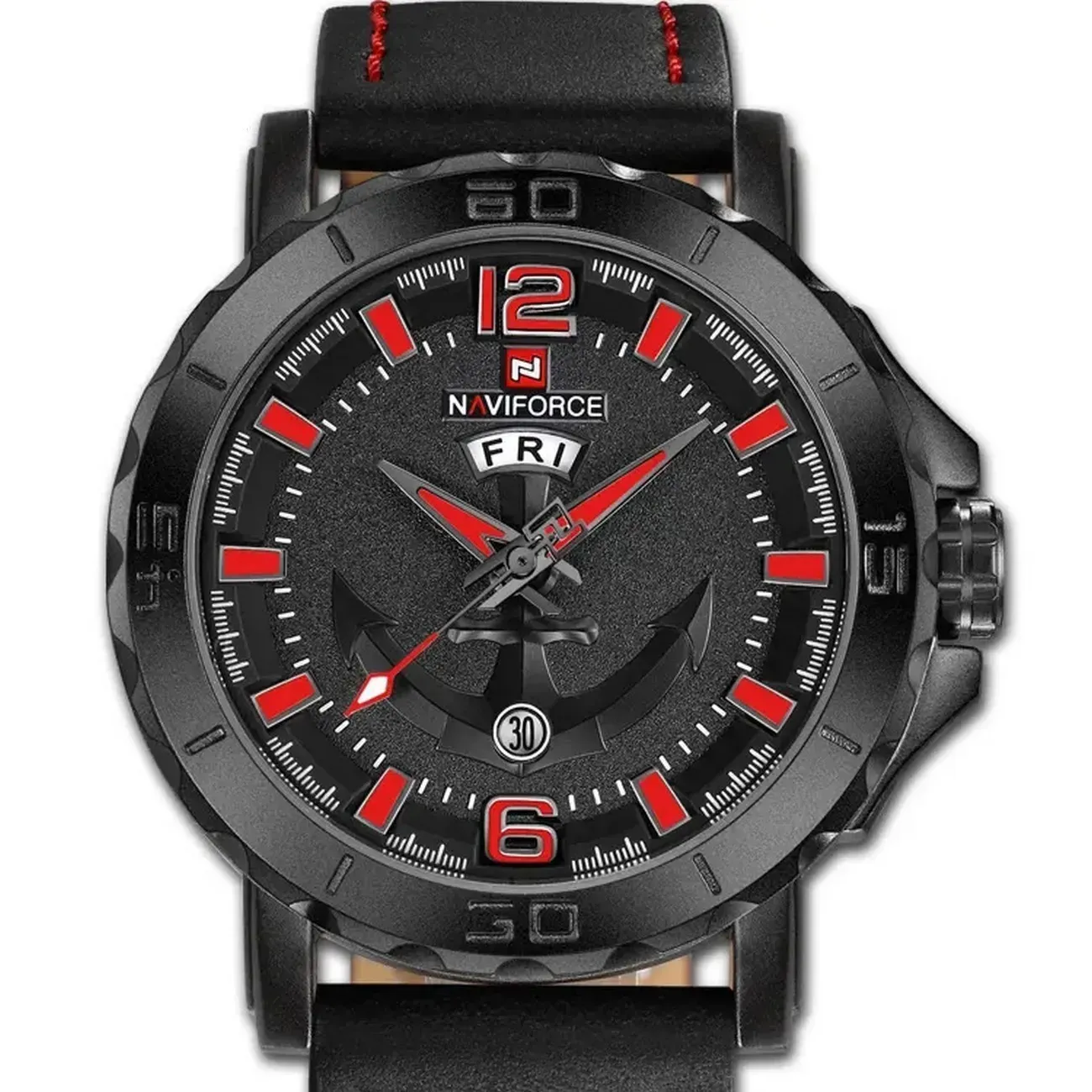 Reloj Naviforce Original Nf 9122 Cuero Ancla + Estuche