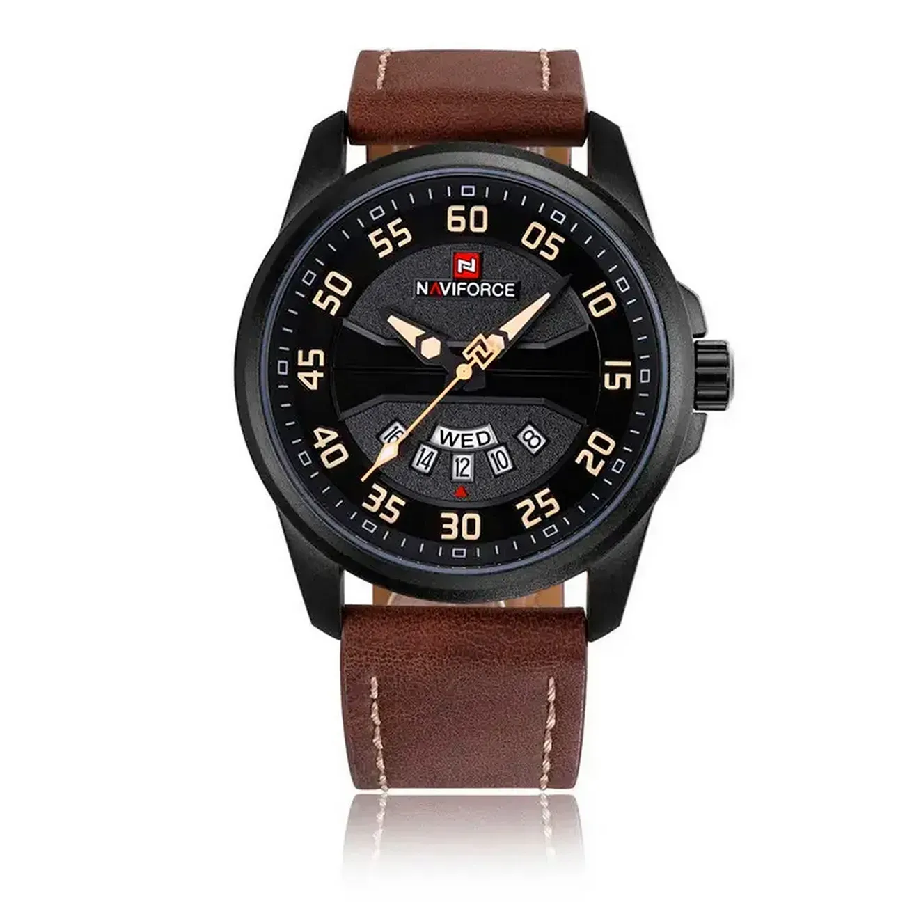 Reloj Naviforce Original Nf 9124 Cuero Hombre + Estuche