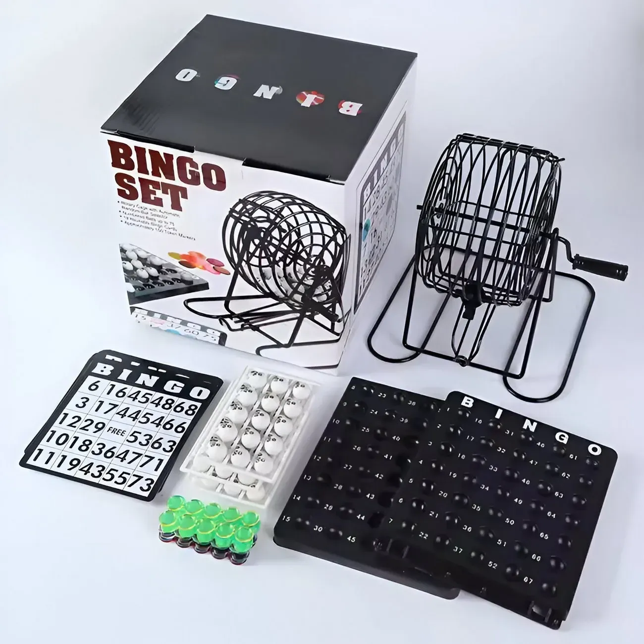 Bingo Set Juego De Mesa Con Balotera Metalica + 18 Cartas