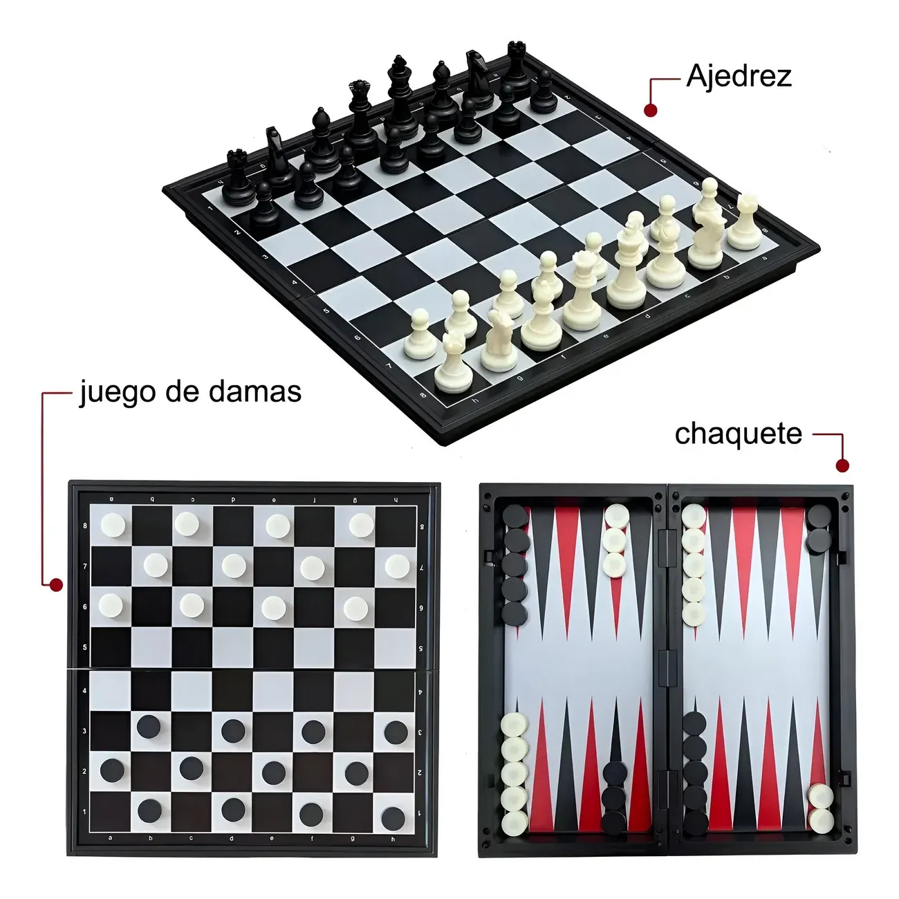 Juego De Mesa Estrategia 3 En 1 Ajedrez ,backgammon Y Damas