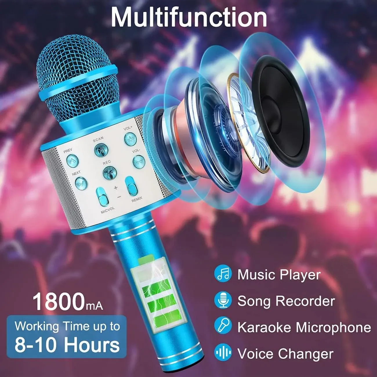 Microfono Karaoke Con Altavoz Bluetooth Recargable Interacti