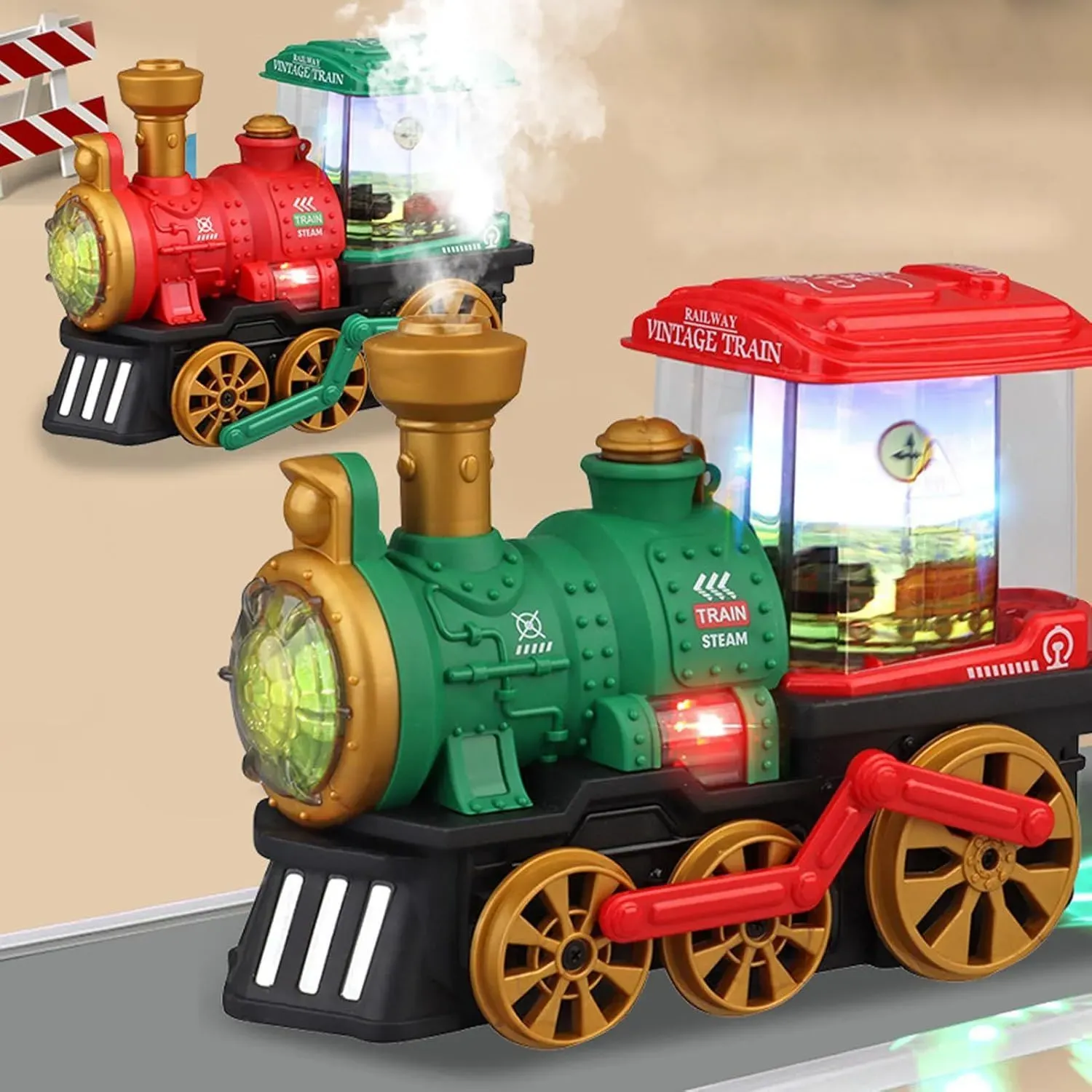 Tren 3d Imagenes Luces Sonido Vapor Juguete Niños + Baterias