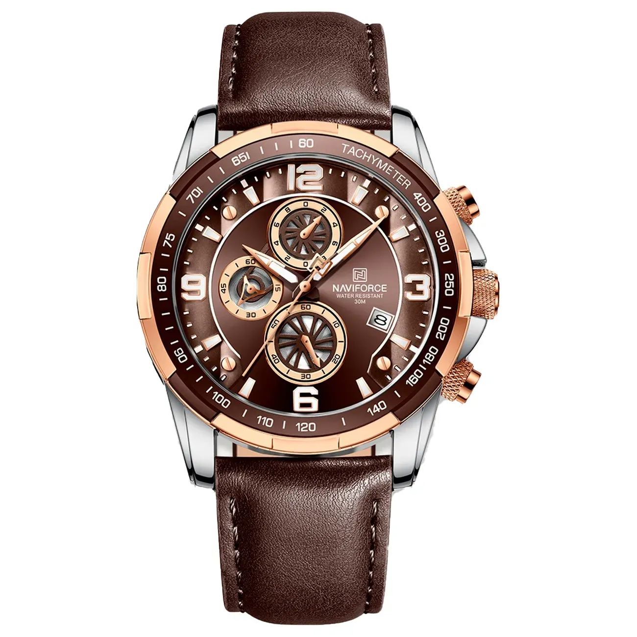 Reloj Naviforce Original Nf 8020 Cuero + Estuche