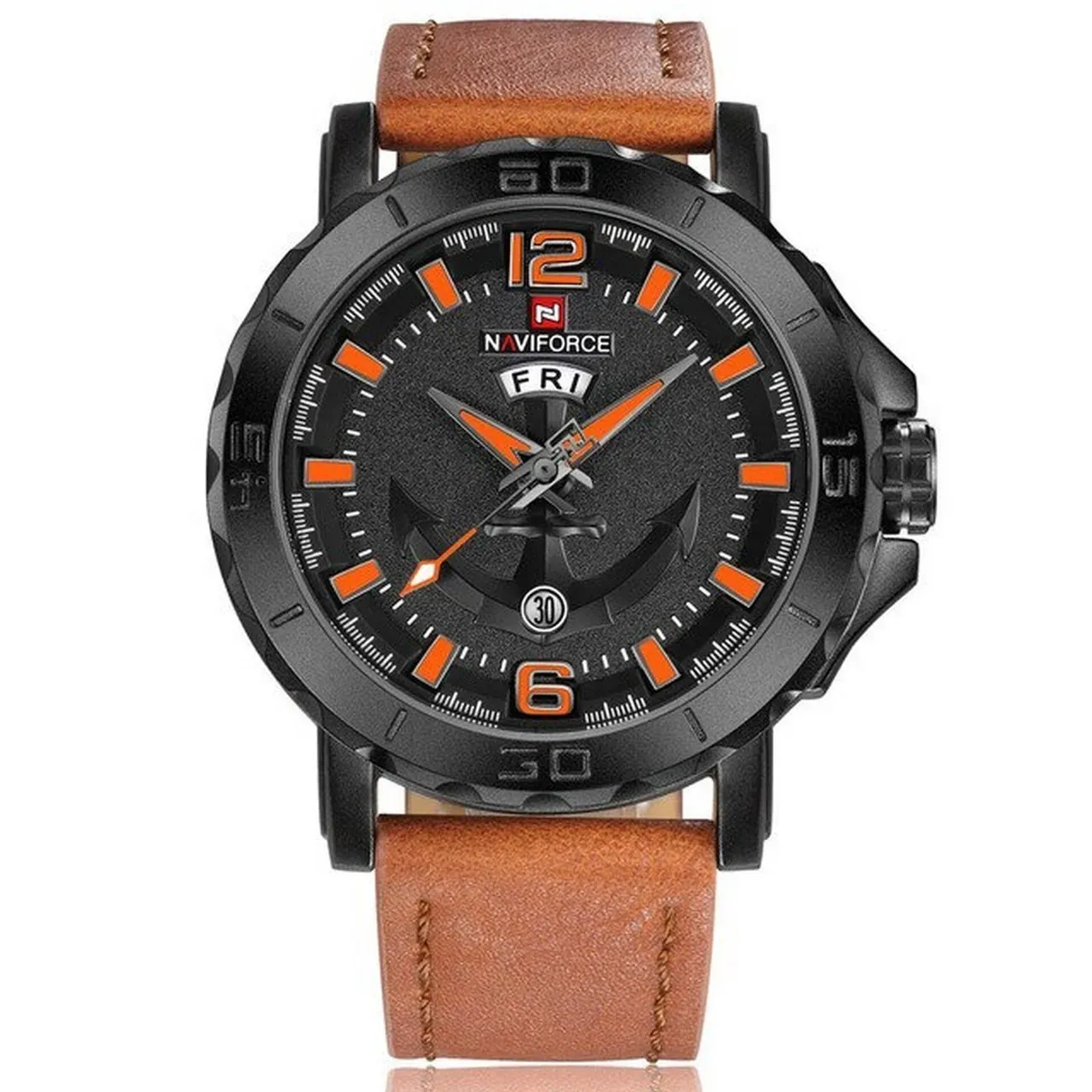 Reloj Naviforce Original Nf 9122 Cuero Ancla + Estuche