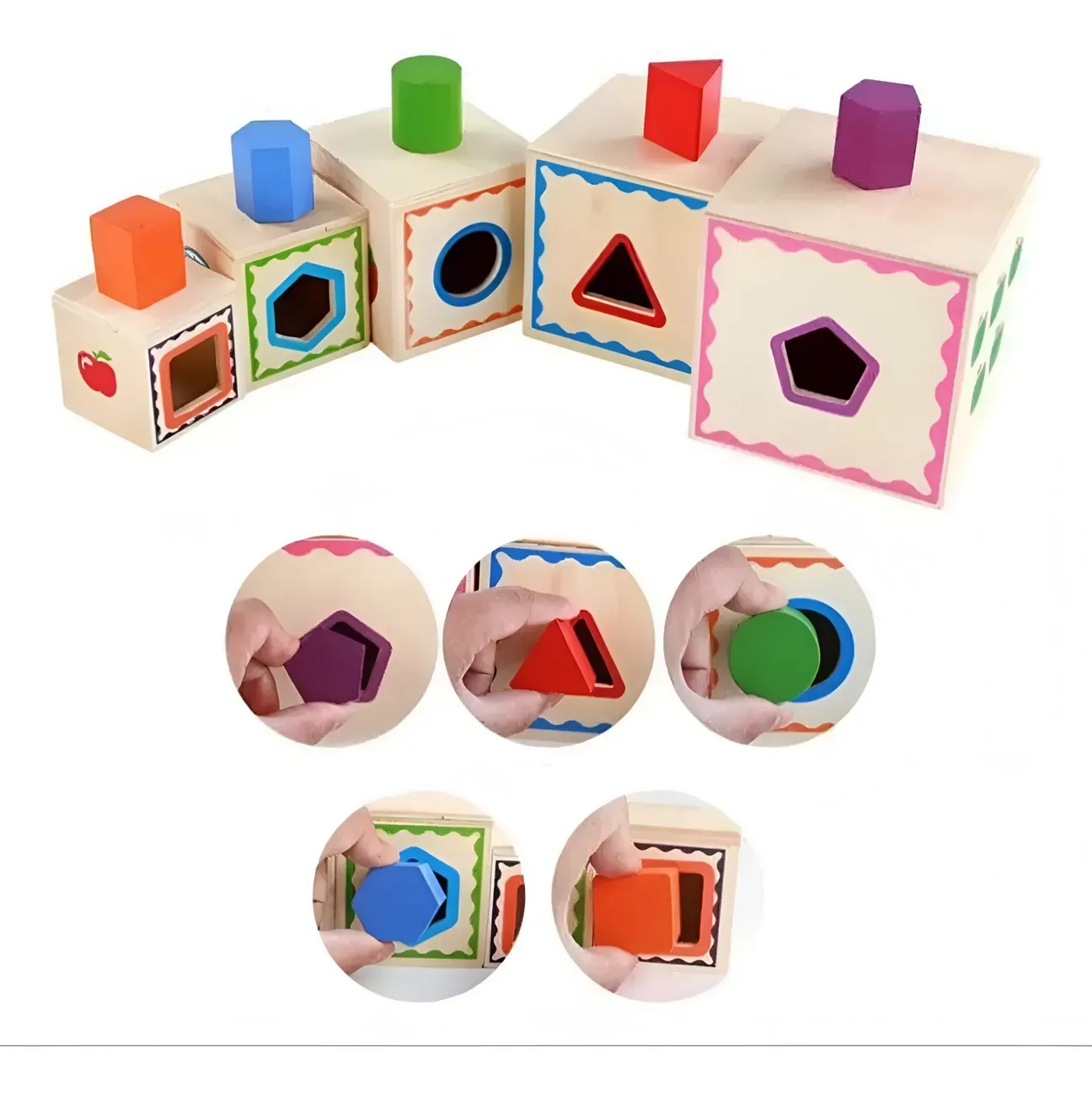 Juego Set Cubos Encastre Figura Geometria Desarrollo Motriz