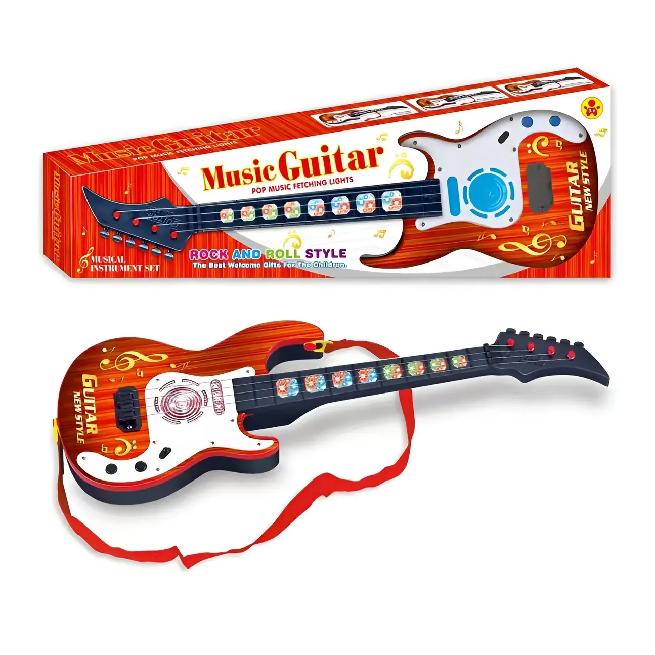 Guitarra Rock Unisex Juguete Luces Interactivo + Baterias