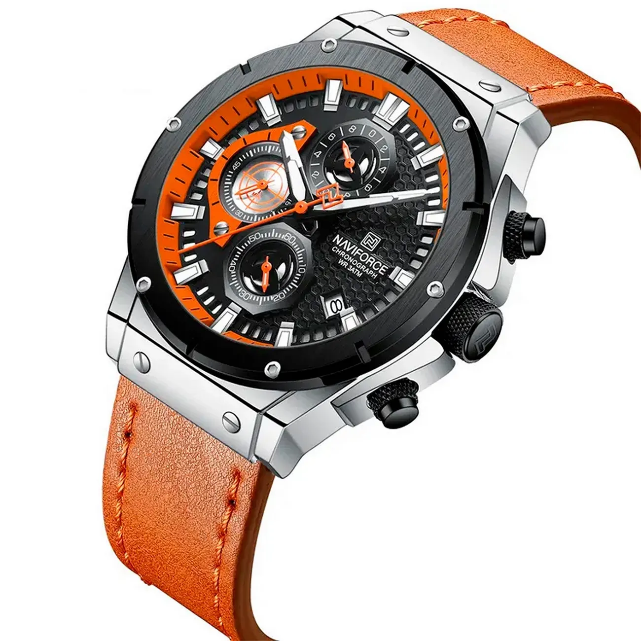 Reloj Naviforce Original Nf 8027 Cuero Hombre + Estuche