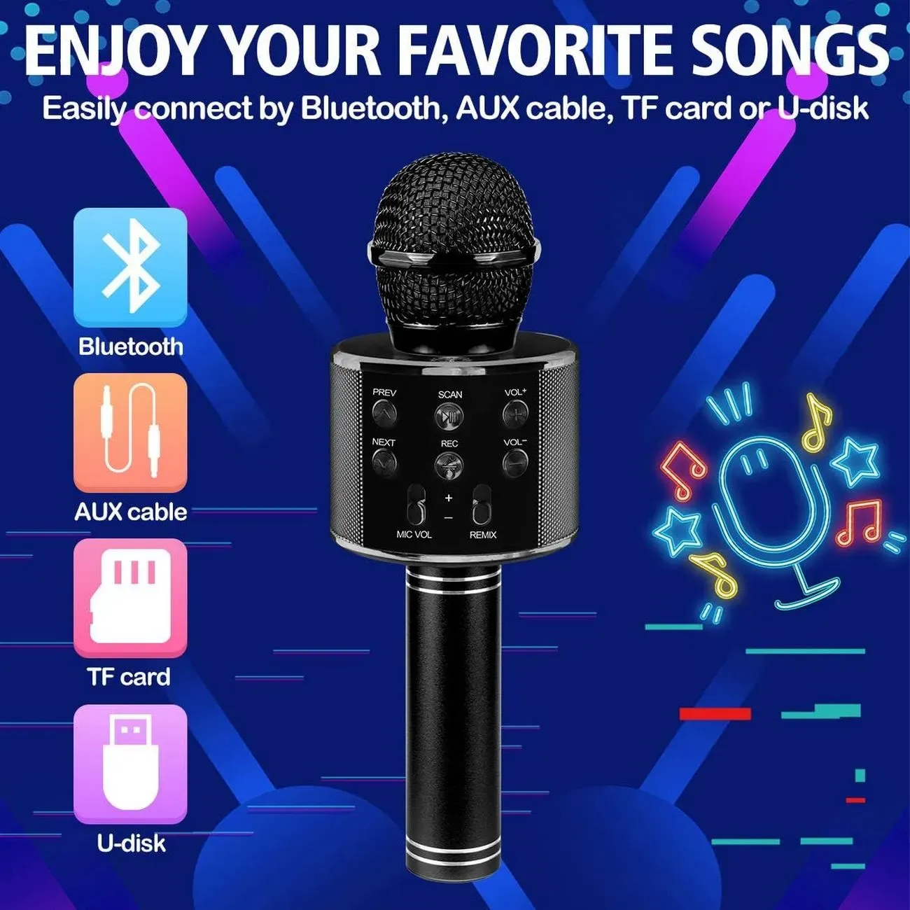 Microfono Karaoke Con Altavoz Bluetooth Recargable Interacti