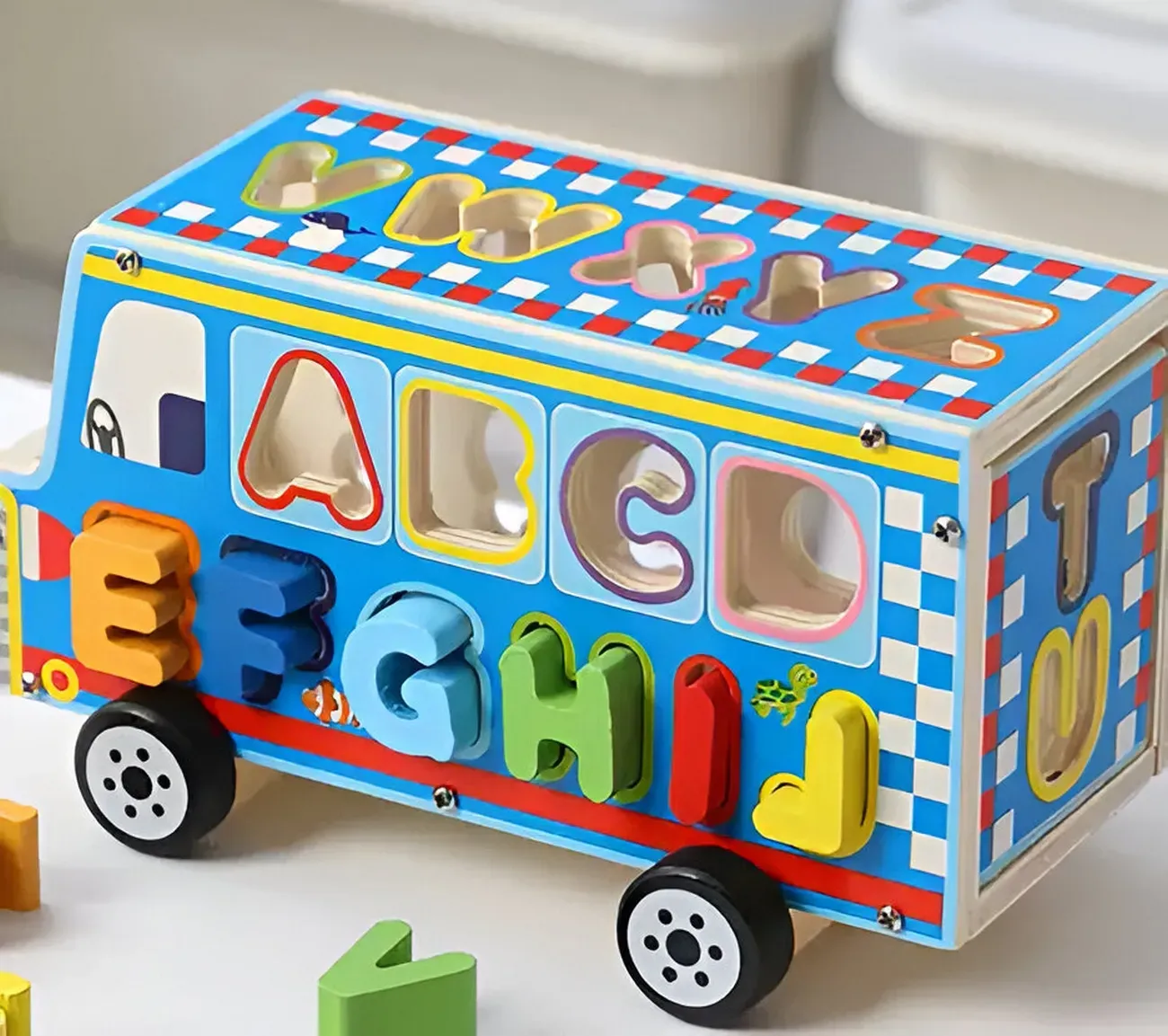 Juego Bus Escolar Encastre Letras Multicolor Desarrollo Niño 