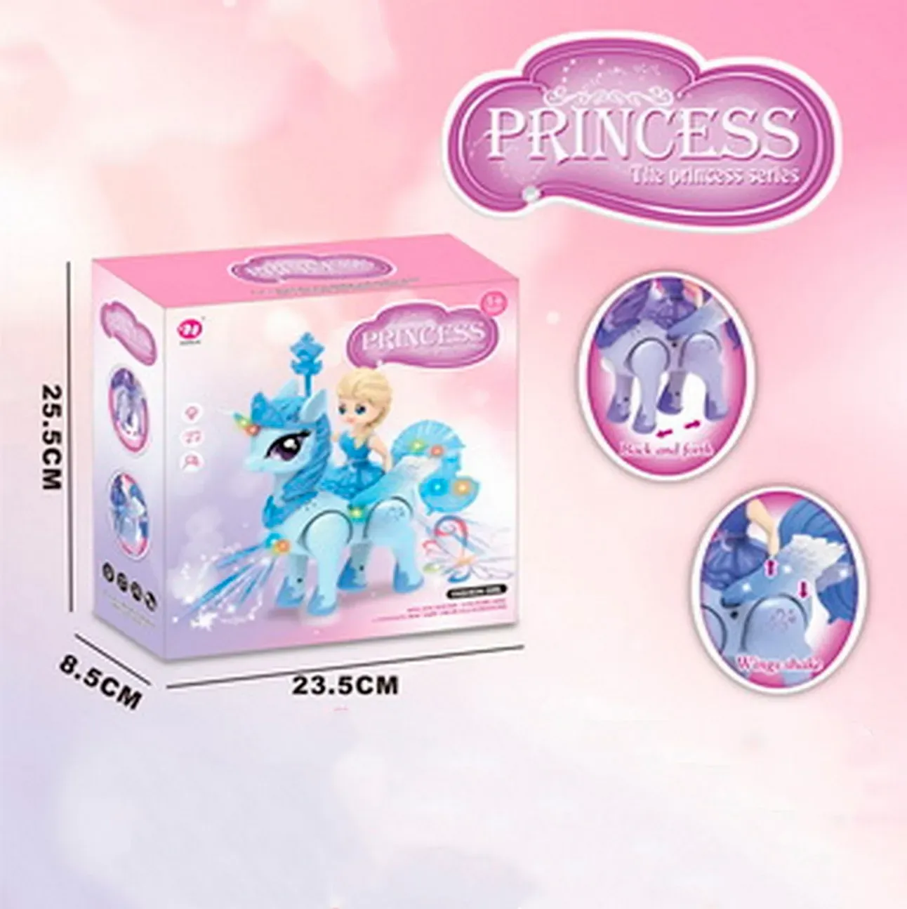 Juguete Poni Unicornio Pegasus Princesa Camina Luz+ Baterias