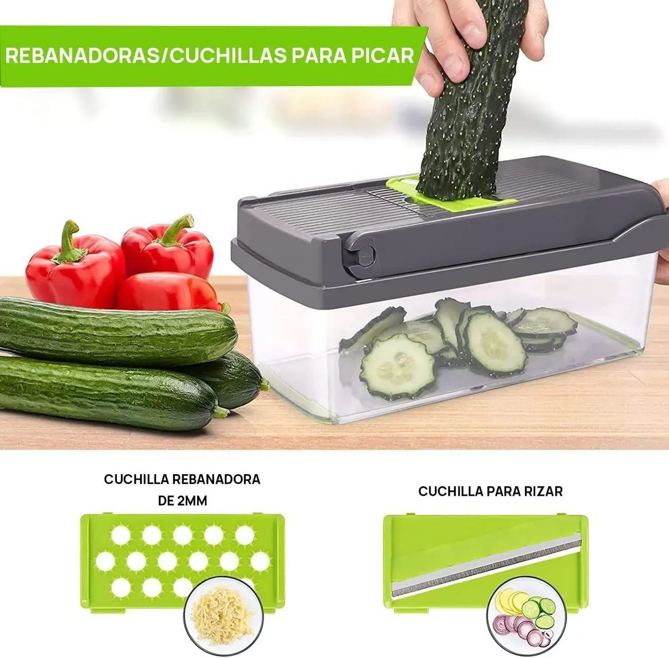 Rallador Picador Cortador Portatil De Verduras Frutas Quesos