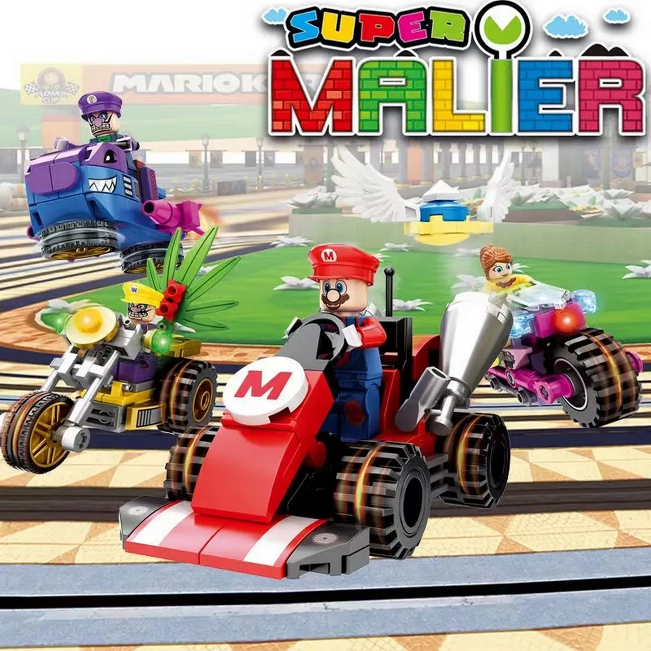 Super Mario Bros Mario Kart Cars Construcción X 4 Unidades