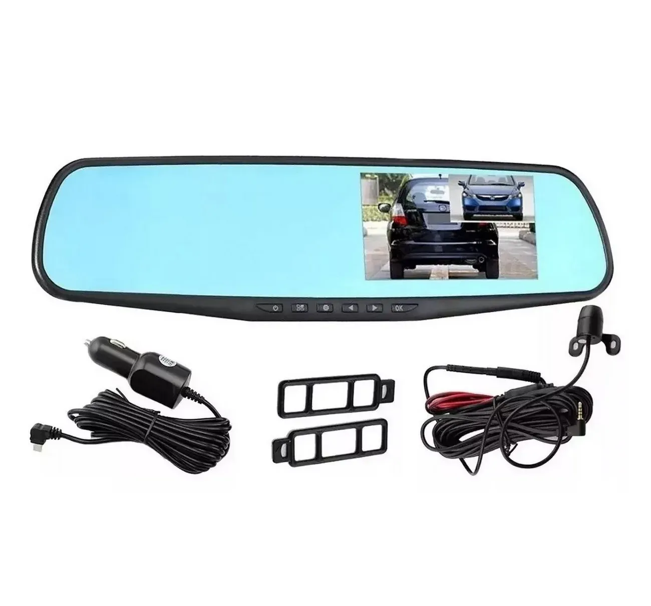 Espejo Carro Retrovisor Dvr Cámara D Reversa 4.3 PuLG 1080hd