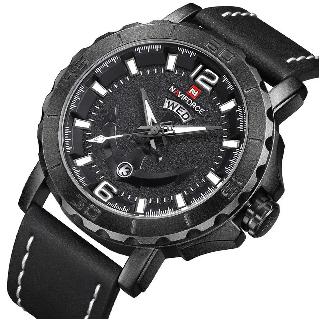 Reloj Naviforce Original Nf 9122 Cuero Ancla + Estuche