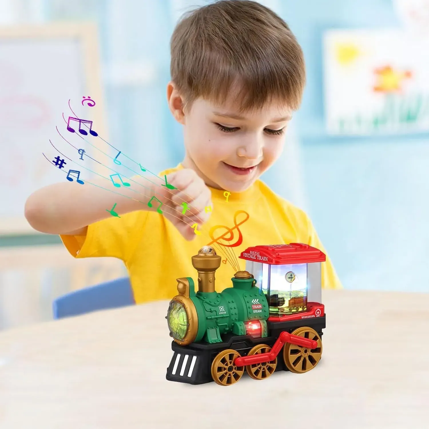 Tren 3d Imagenes Luces Sonido Vapor Juguete Niños + Baterias