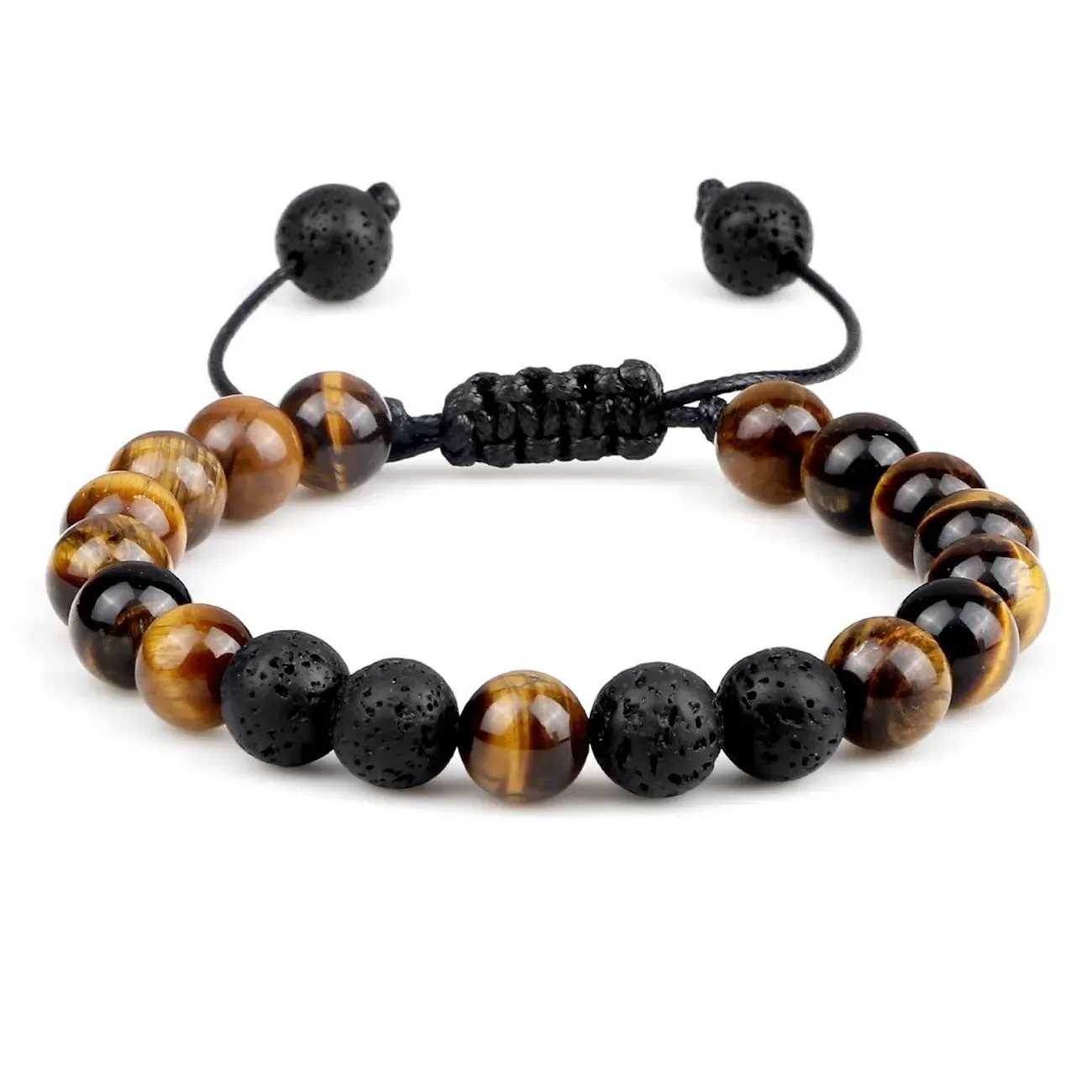 Pulsera Pareja Cuarzo Ojo De Tigre - Piedra Volcanica 