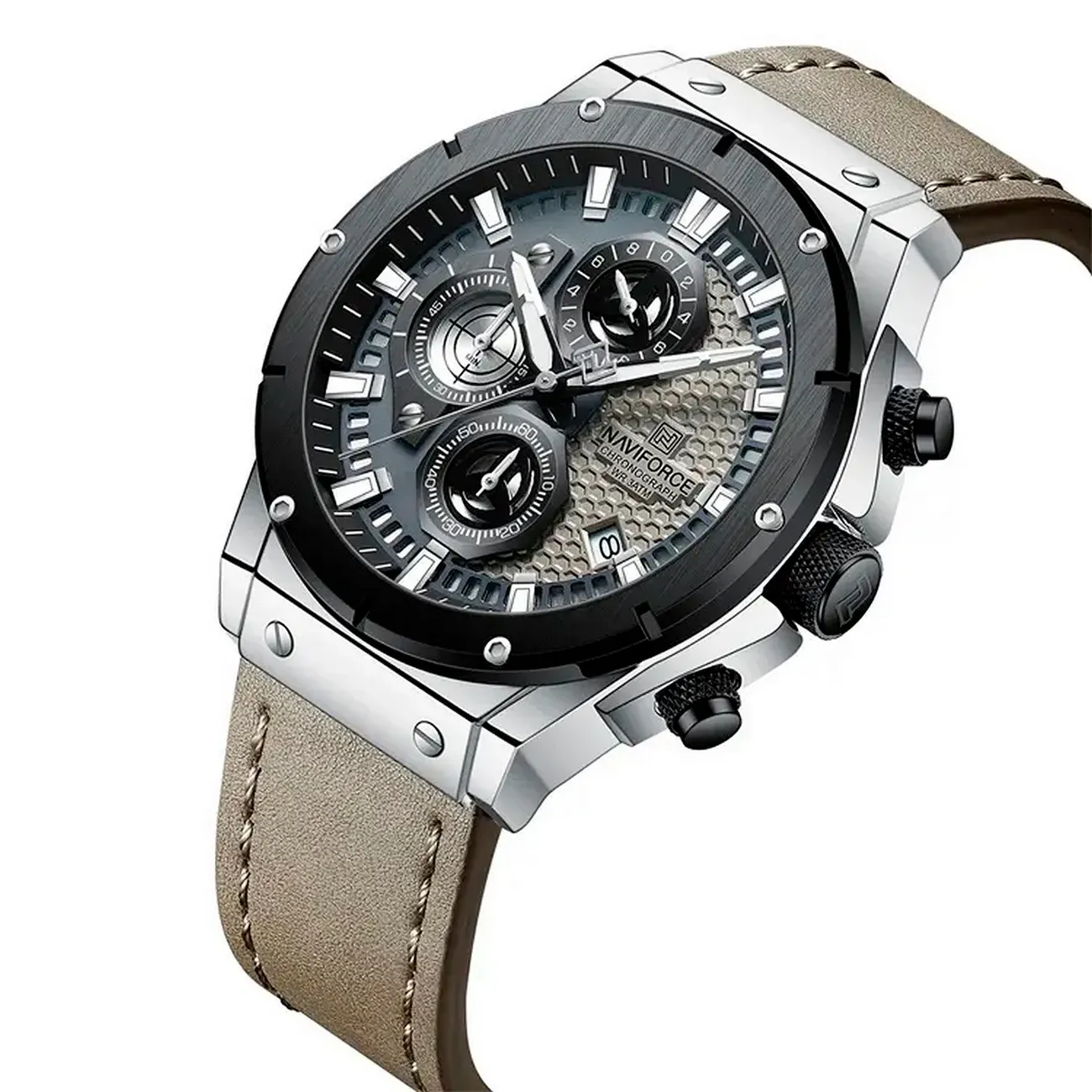 Reloj Naviforce Original Nf 8027 Cuero Hombre + Estuche