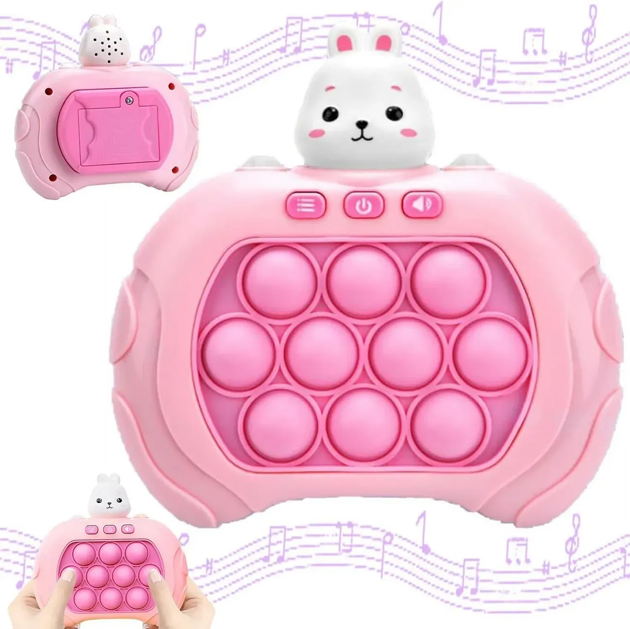 Juego De Memoria Luz Y Sonido Popit Push Coneja + Bateria