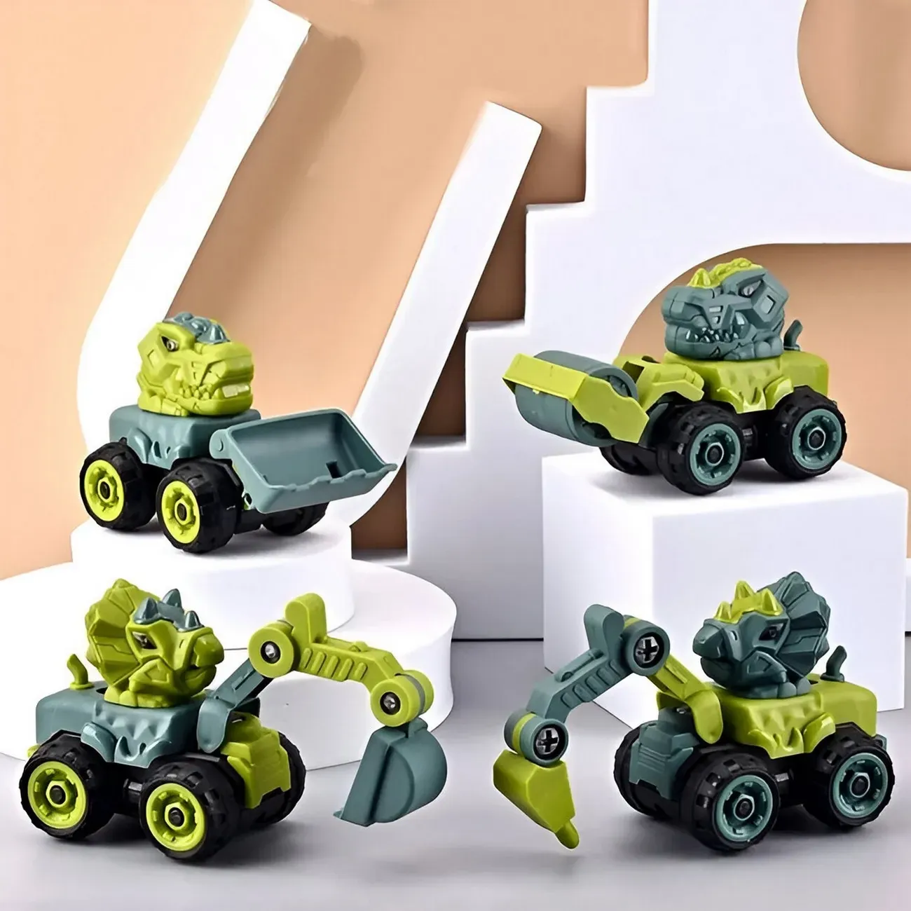 Colección Carros Construccion Dinosaurio Armables Niños