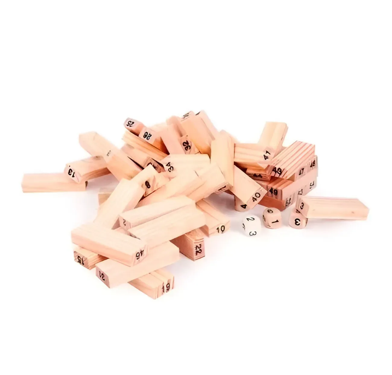 Jenga Torre Madera Mediana Bloques 48pc Dados Juego Mesa