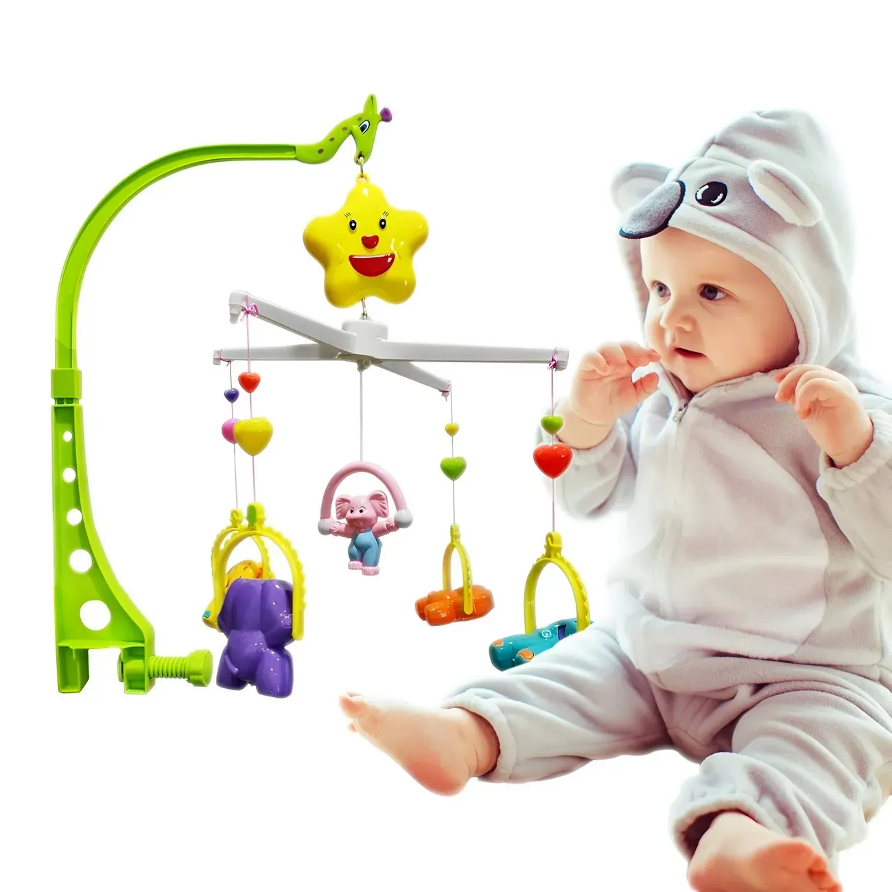 Movil Musical Para Bebes De Cuerda Para Cunas Baby Elefantes