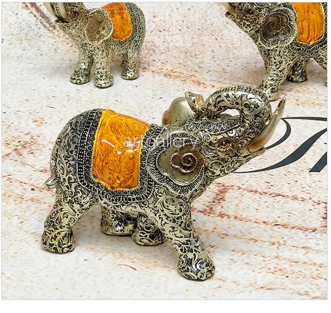 Elefante Plateado Vintage X 3 Decoración Centro De Mesa