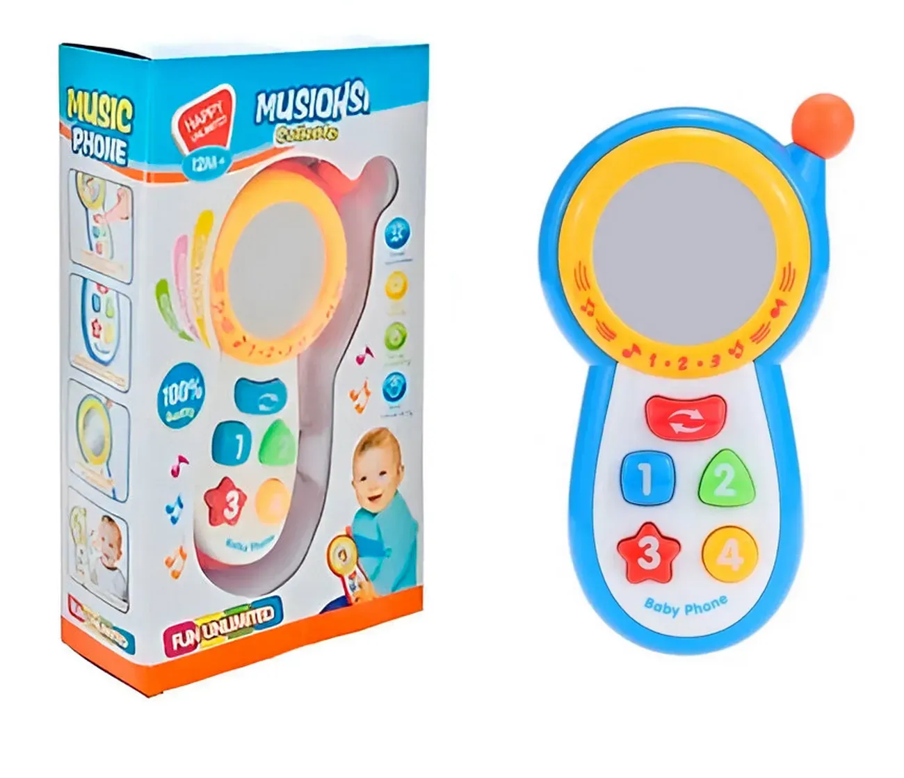 Teléfono Celular Juguete Musical Espejo Bebe Niño + Baterias