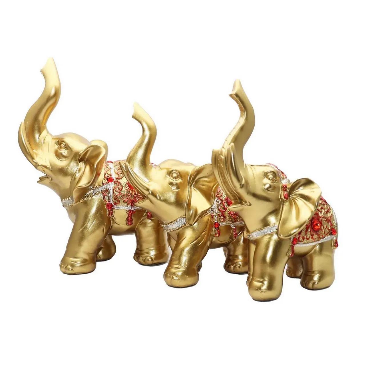 Elefante Dorado Pedreria X 7 Vintage Decoración Protección 