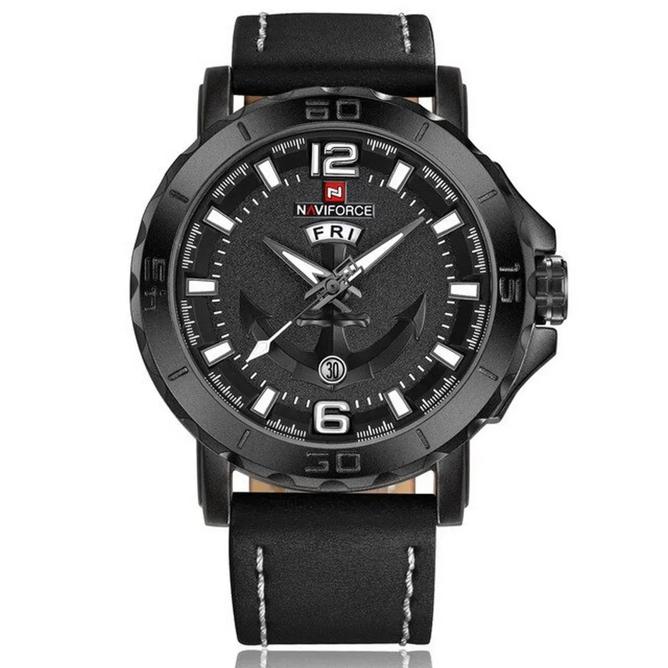 Reloj Naviforce Original Nf 9122 Cuero Ancla + Estuche