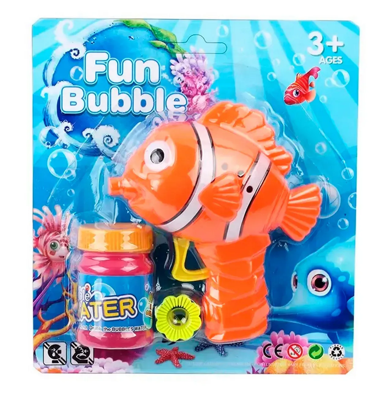 Pistola Lanzador De Agua Pez Nemo + Liquido Jabonoso