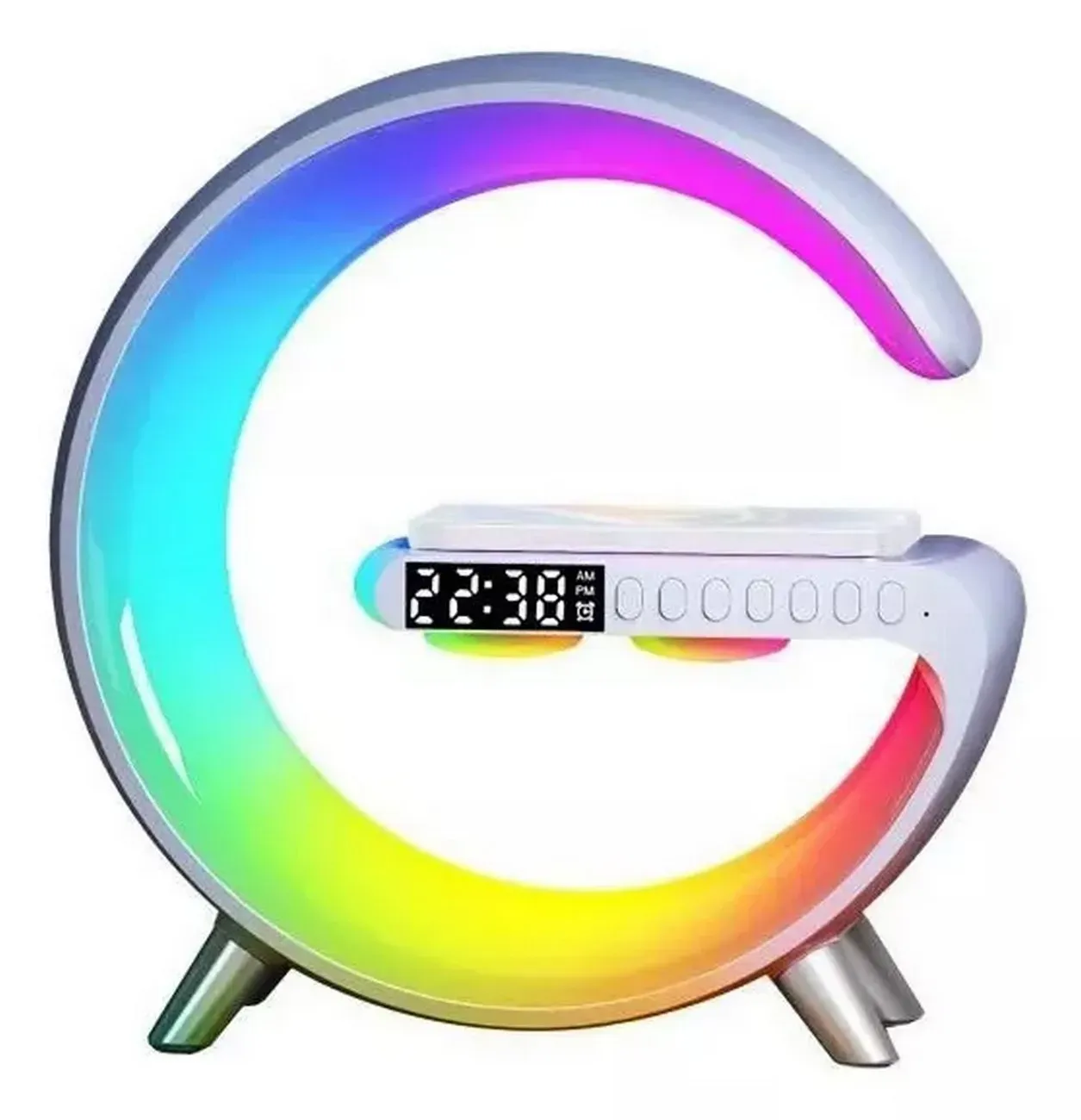 Cargador Inalámbrico Carga Rápida Parlante Lampara Luz Rgb