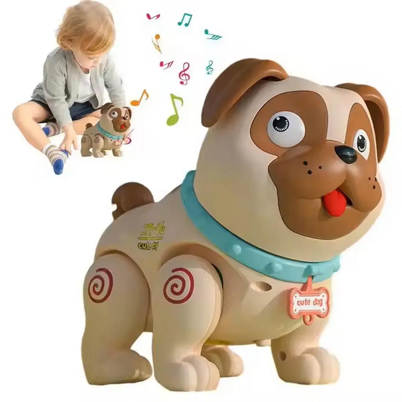 Robot Perro Pug Buldog Interactivo Juguete Niños + Bateria