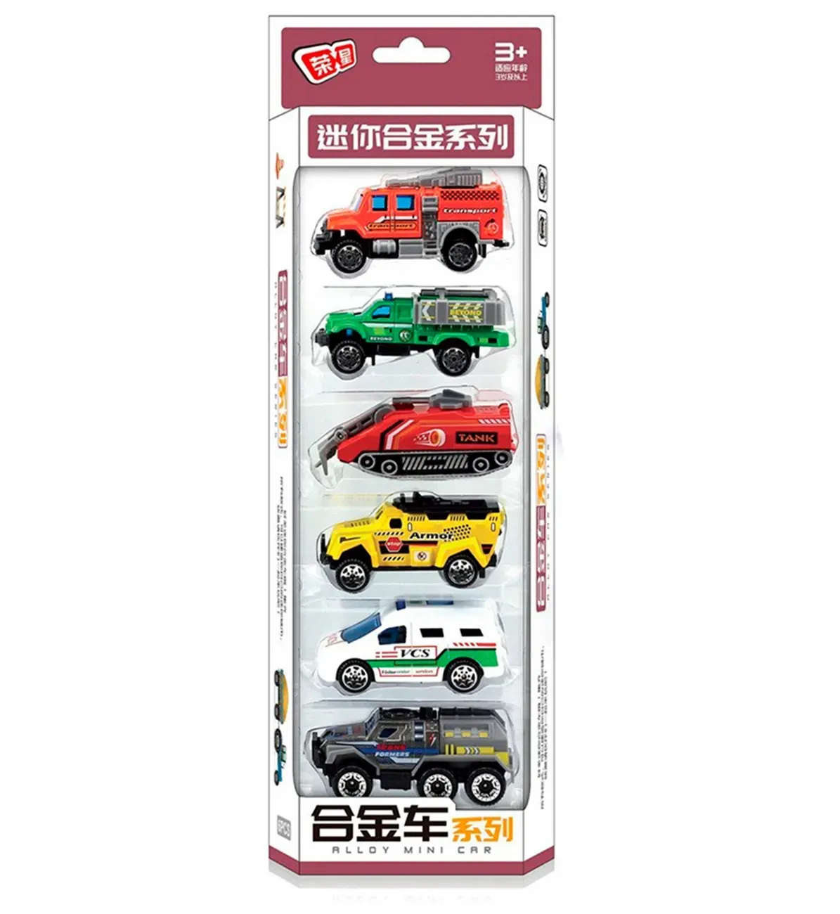 Colección Carros Vehiculos Mixtos De Metal 6 Pcs Juguete