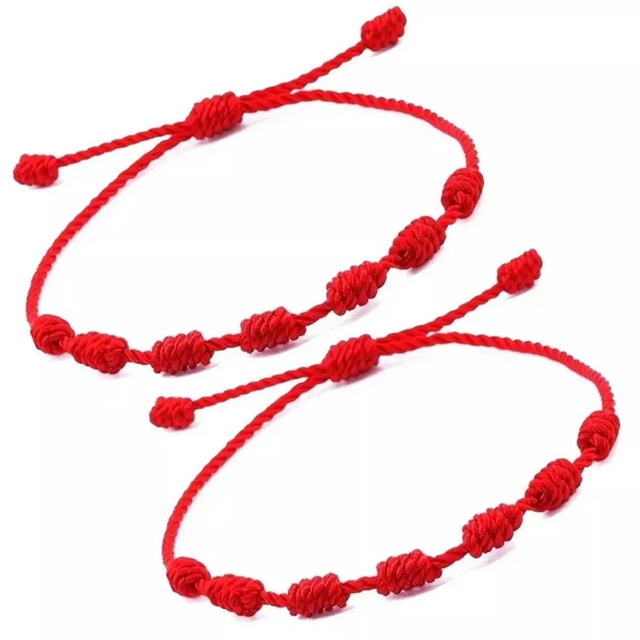 Pulsera Pareja 7 Nudos Novios Rojas + Estuche .