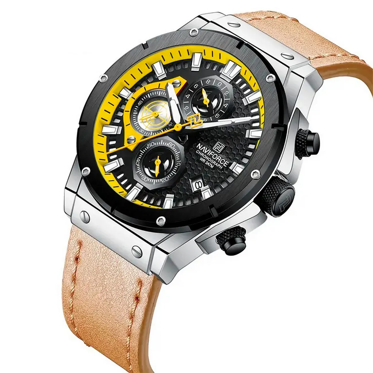 Reloj Naviforce Original Nf 8027 Cuero Hombre + Estuche