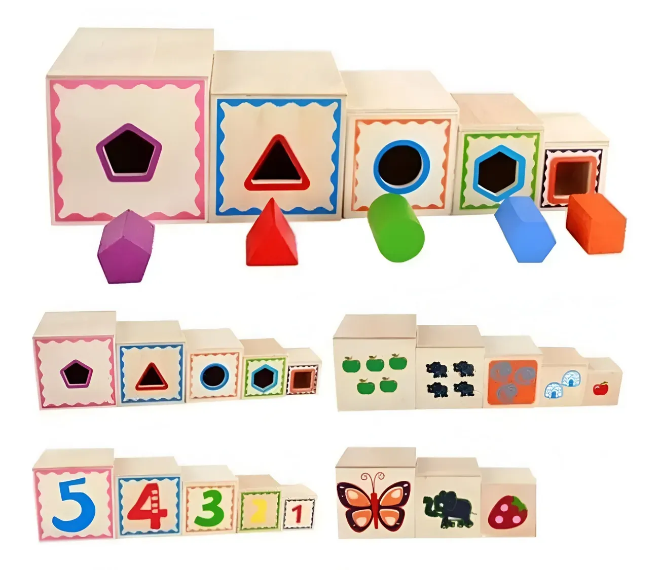 Juego Set Cubos Encastre Figura Geometria Desarrollo Motriz