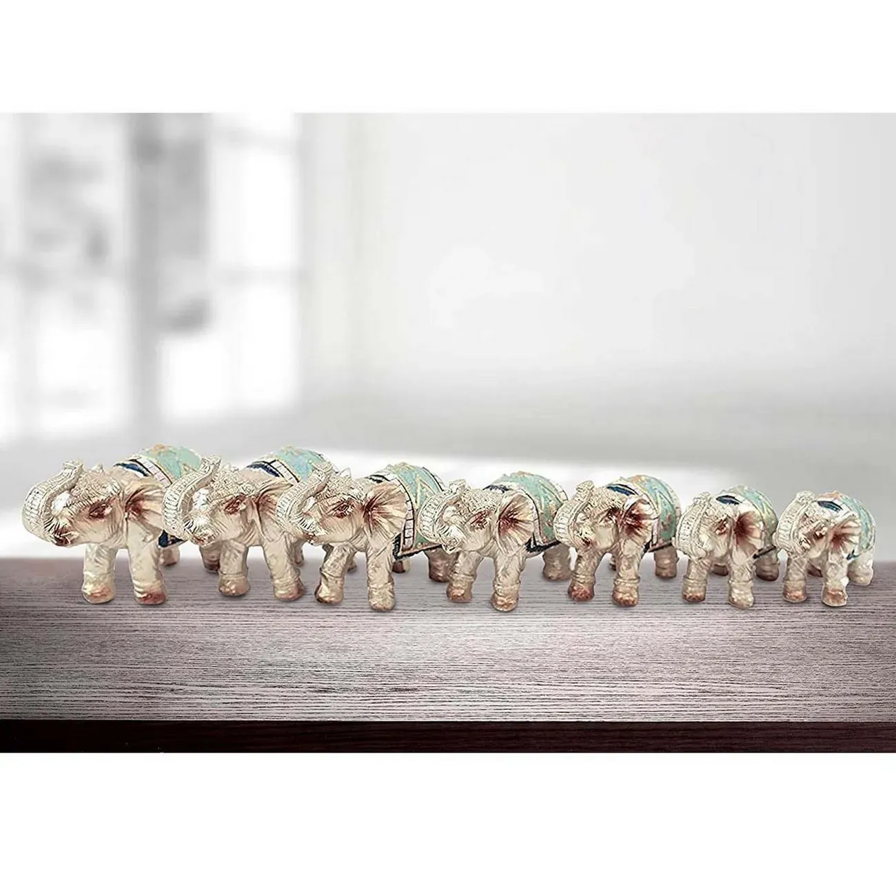 Elefante Plateado X 7 Vintage Decoración Protección