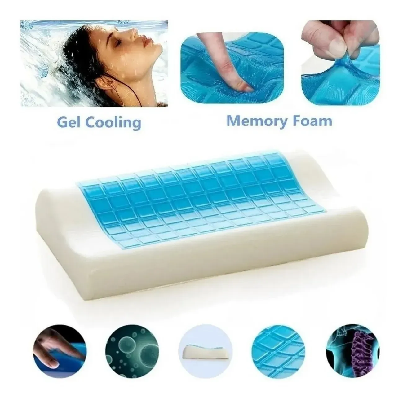 Almohada De Gel Ortopédica Memory Pillow Refrescante X 2 Uni