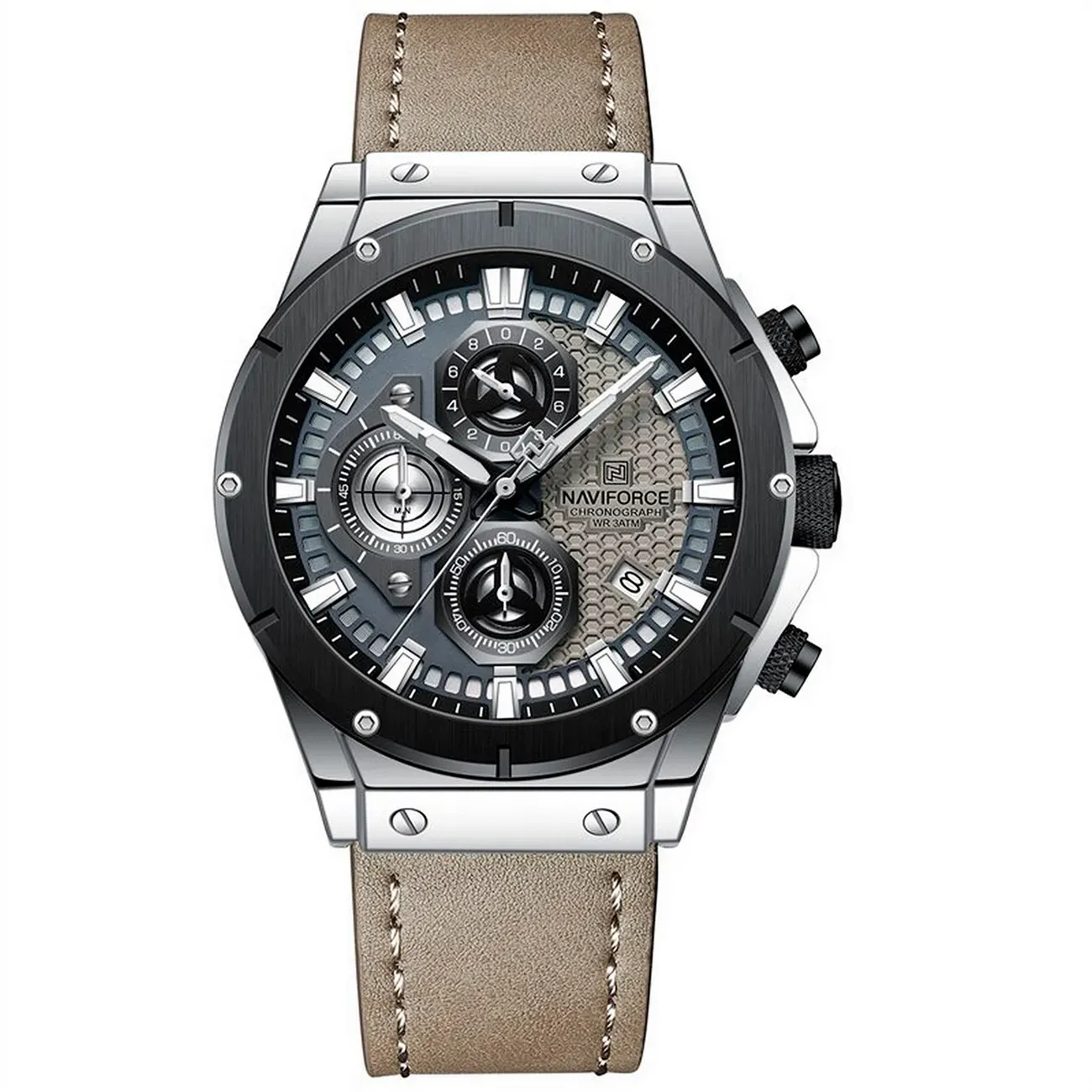 Reloj Naviforce Original Nf 8027 Cuero Hombre + Estuche