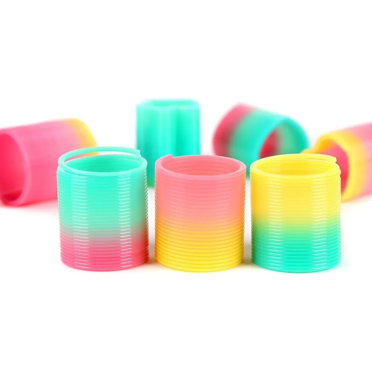 Spring Arcoiris Muelle Magico Color Neon Juguete Niños X5pcs