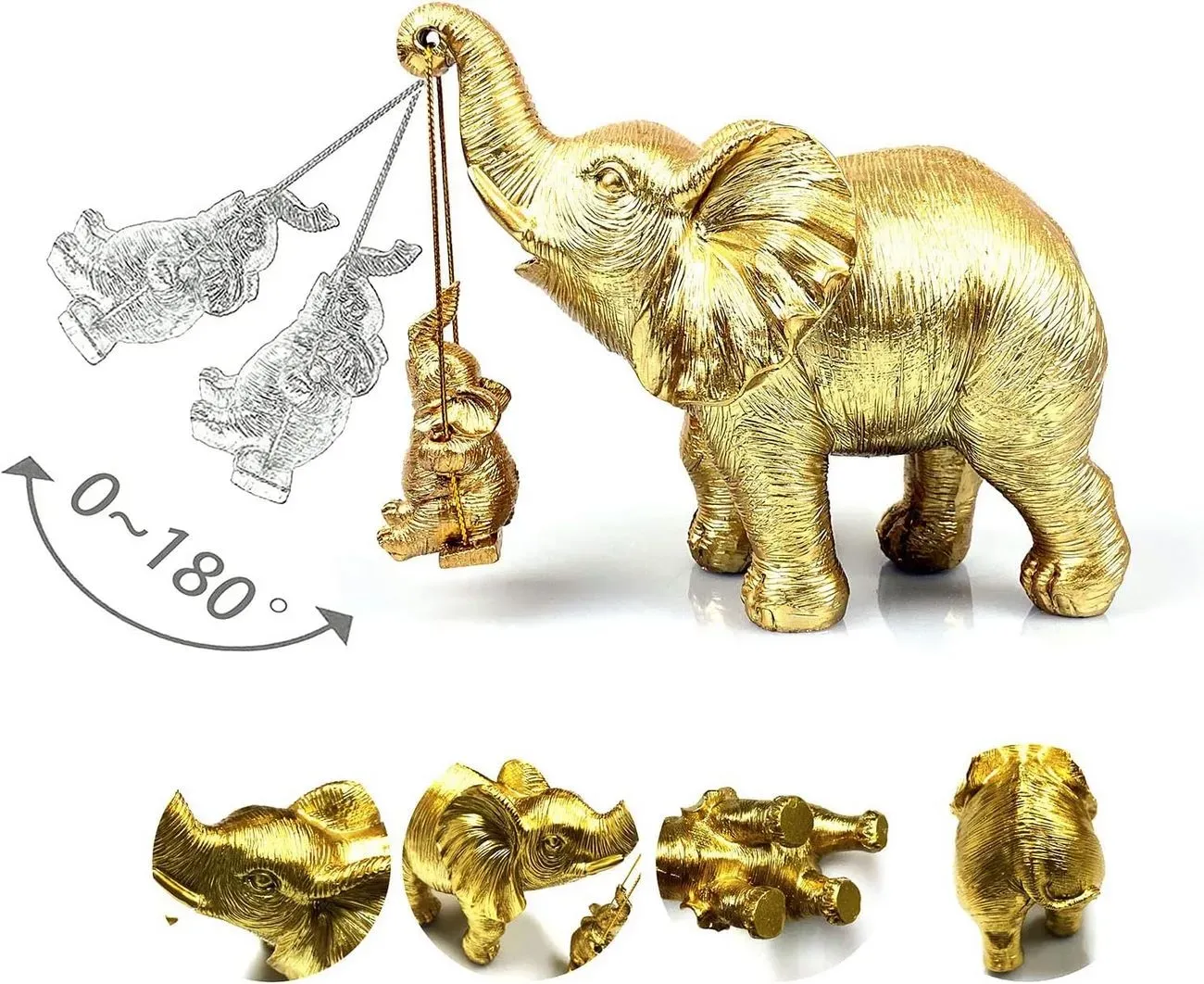 Elefante Dorado Hija (o) Decoración Prosperidad Feng Shui 