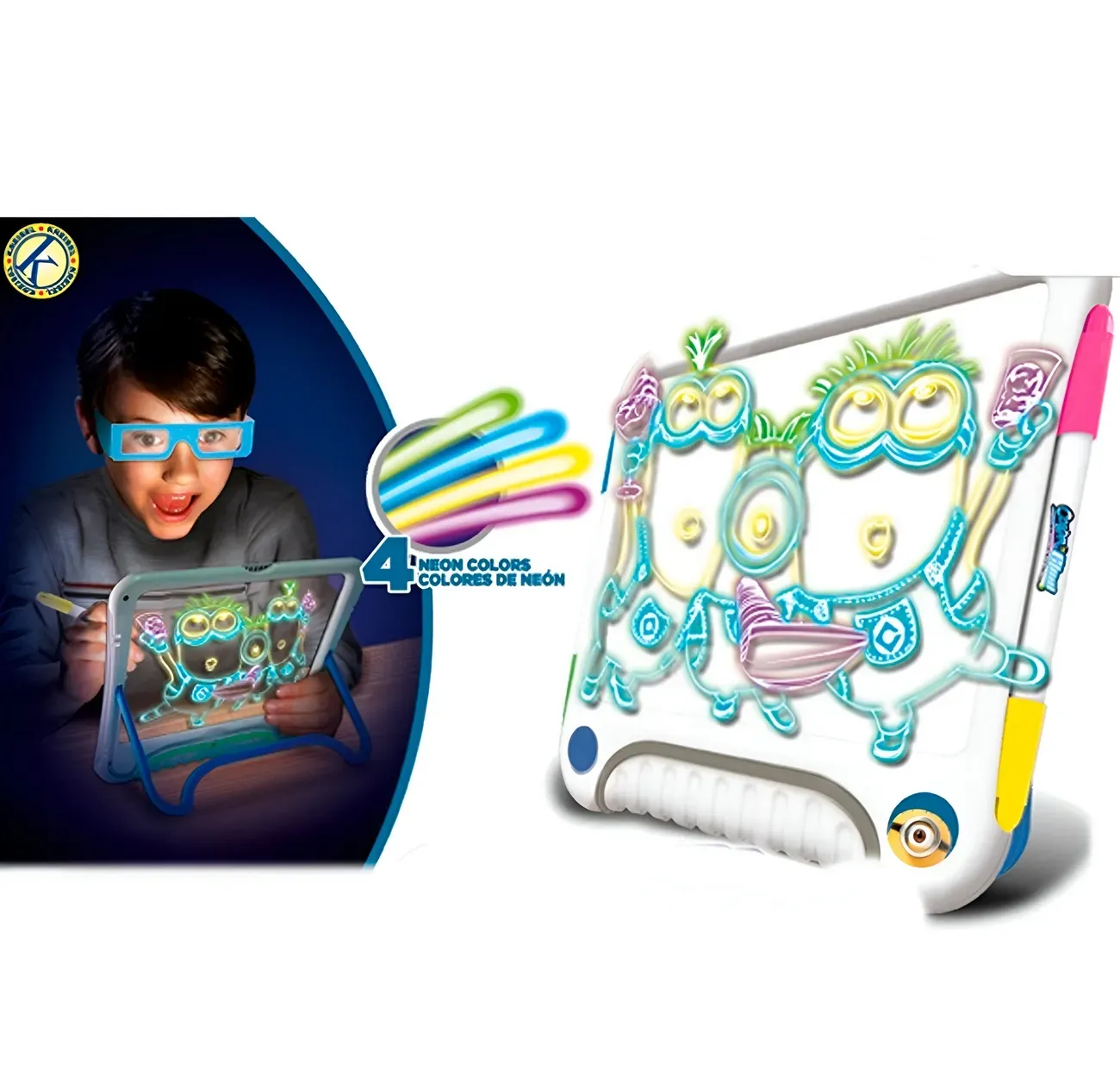 Tablero Infantil Magico 3d Luminosos Con Gafas 3d Marcadores