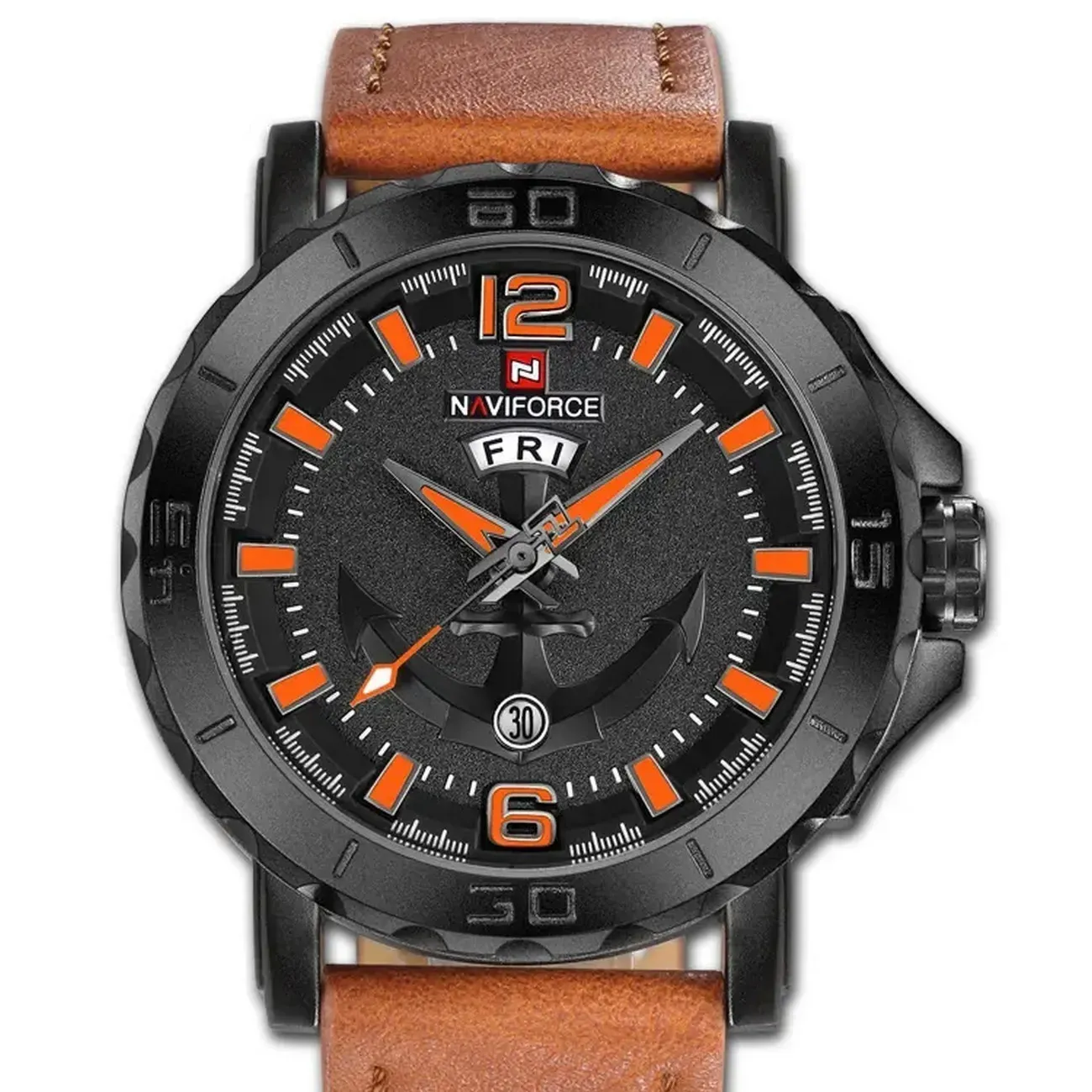 Reloj Naviforce Original Nf 9122 Cuero Ancla + Estuche