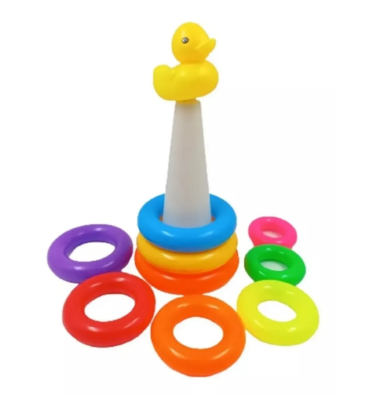 Juego Torre De Aros Para Encaje Pato Para Motricidad De Bebe