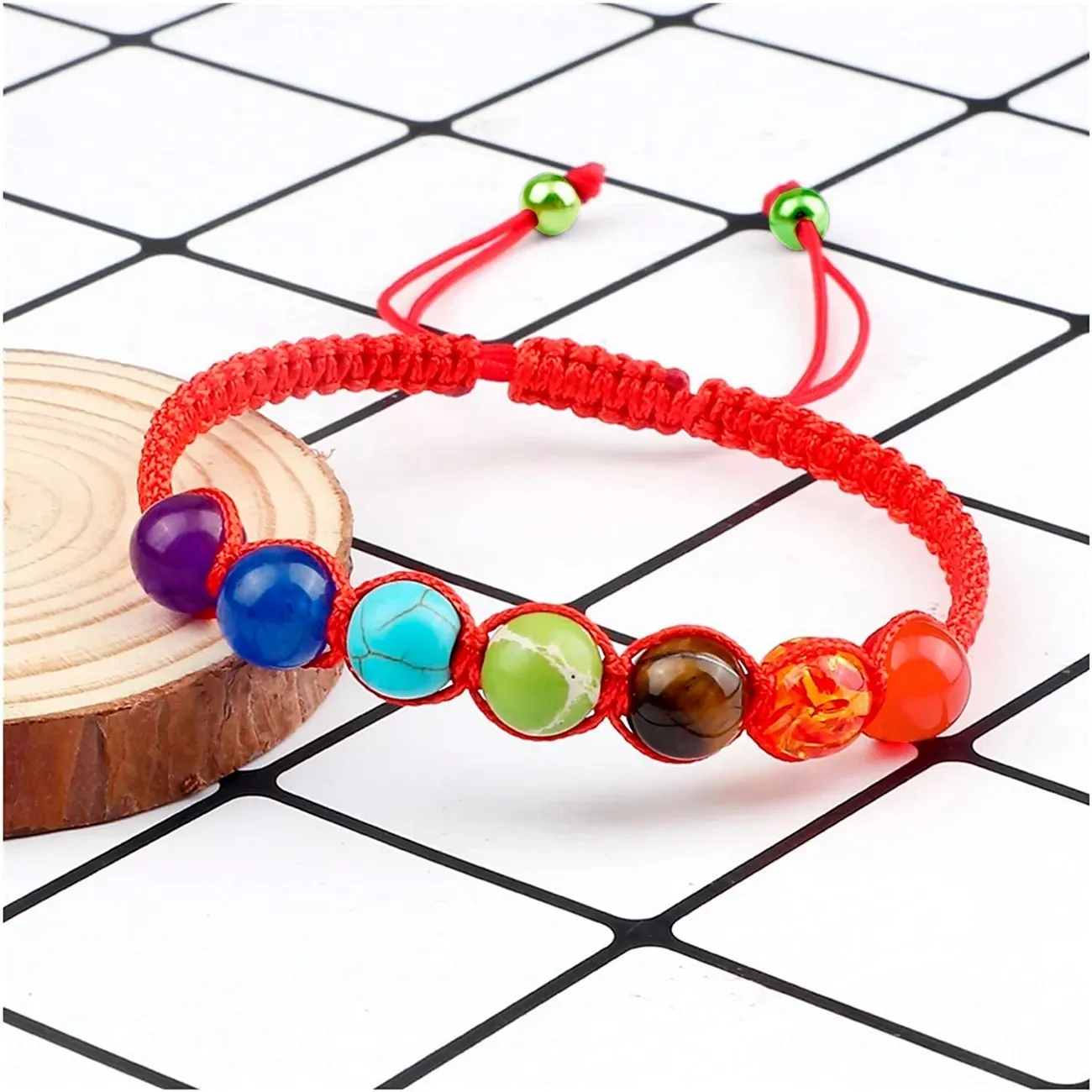 Pulsera Para Parejas 7 Chakras Cuarzos Tejida + Estuche