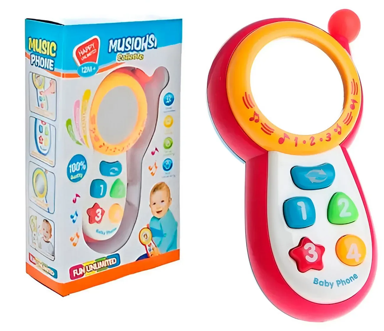 Teléfono Celular Juguete Musical Espejo Bebe Niño + Baterias